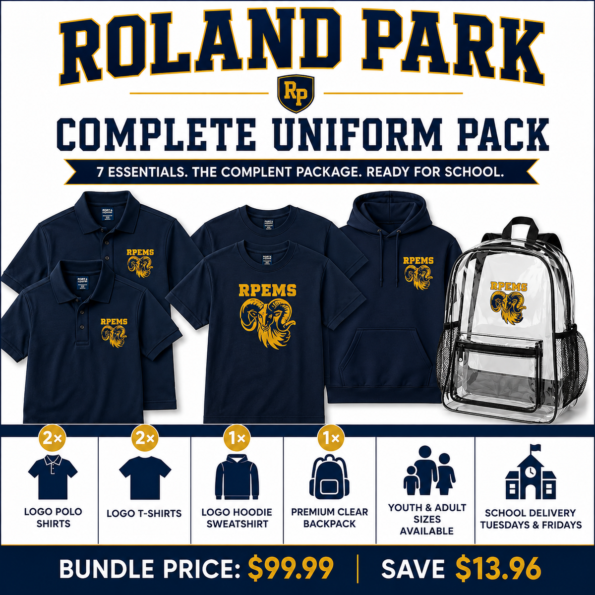 Roland Park Elementary/Middle School Complete Uniform Pack Lasercraft Design