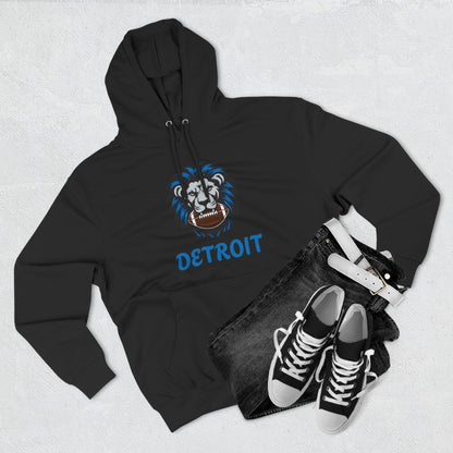 Detroit Lion Crest Hoodie — Vintage Sports Fleece Pullover Printify
