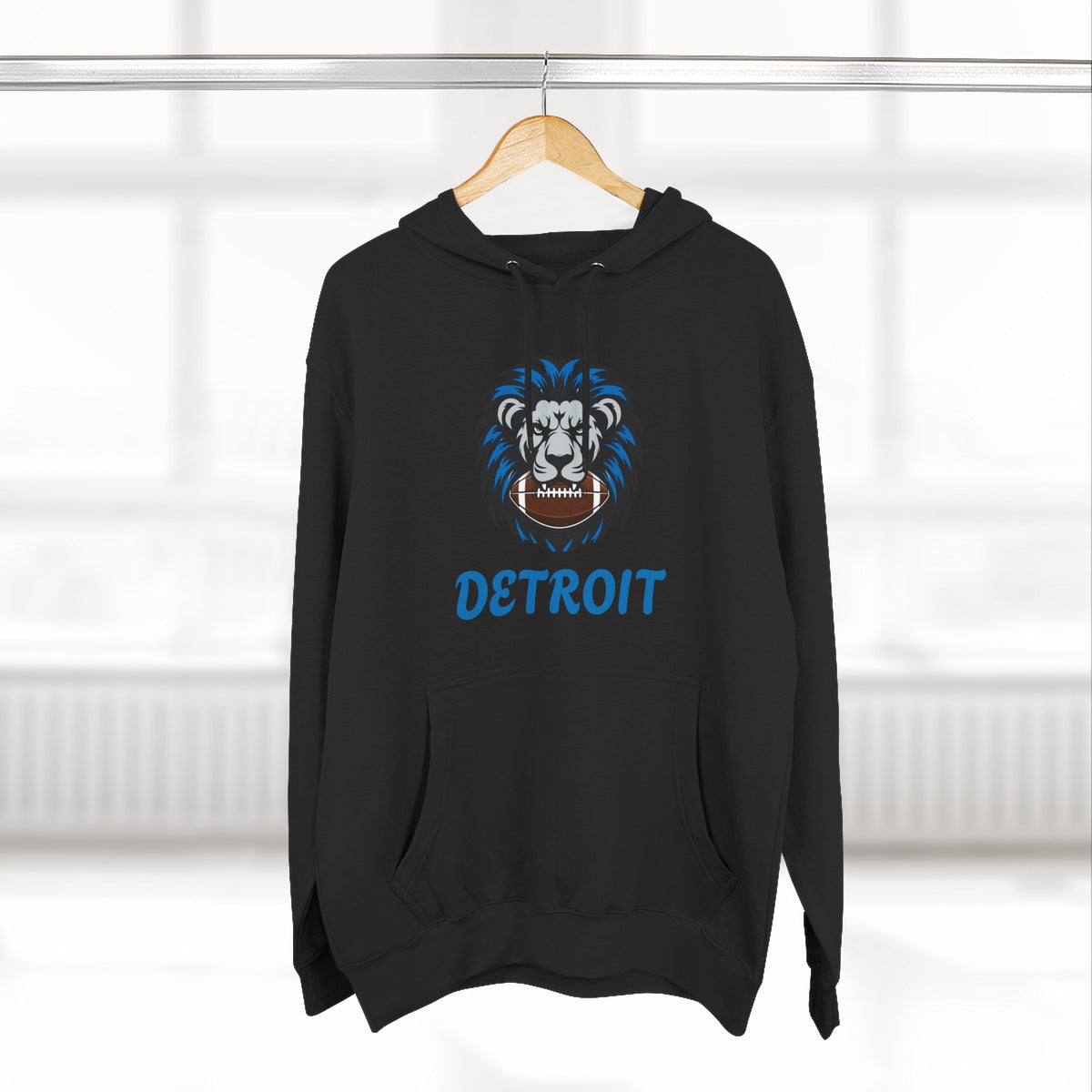 Detroit Lion Crest Hoodie — Vintage Sports Fleece Pullover Printify