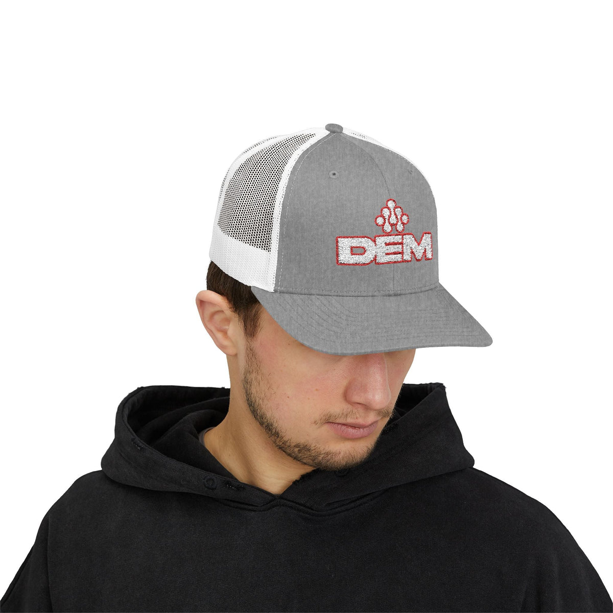 Copy of DEM Logo Snapback Trucker Cap — Red Mesh Baseball Hat - Lasercraft Design