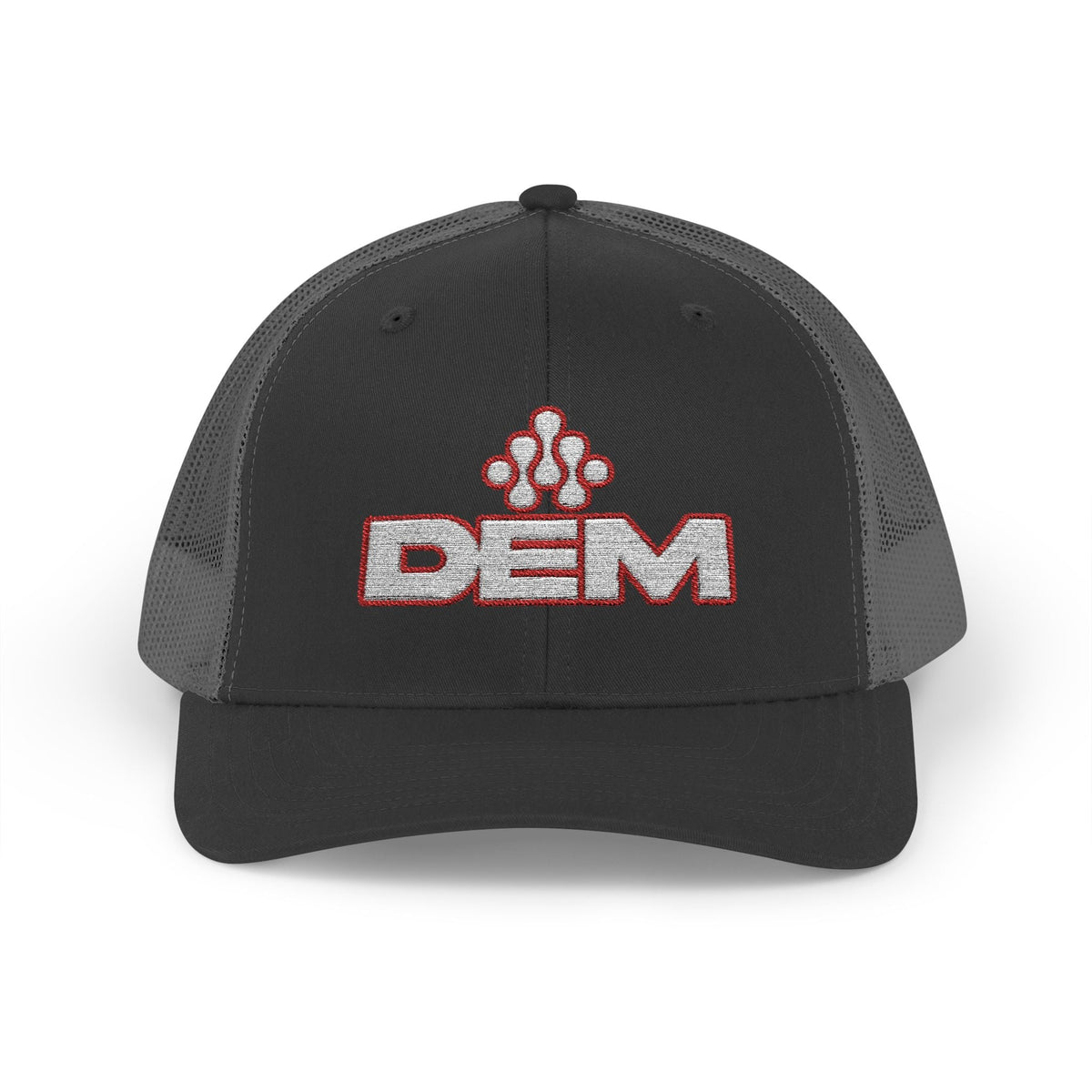 Copy of DEM Logo Snapback Trucker Cap — Red Mesh Baseball Hat - Lasercraft Design