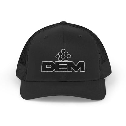 DEM Logo Snapback Trucker Cap — Red Mesh Baseball Hat - Lasercraft Design