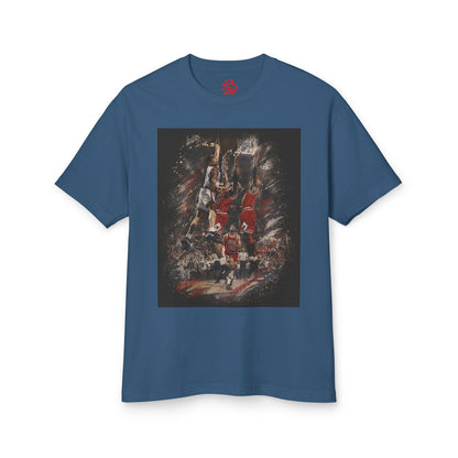 John Starks - The Dunk! Classic image of John Starks dunking on the Champion Bulls with Michael Jordan and Scottie Pippen defending! Knicks are Back! NBA! - Lasercraft Design
