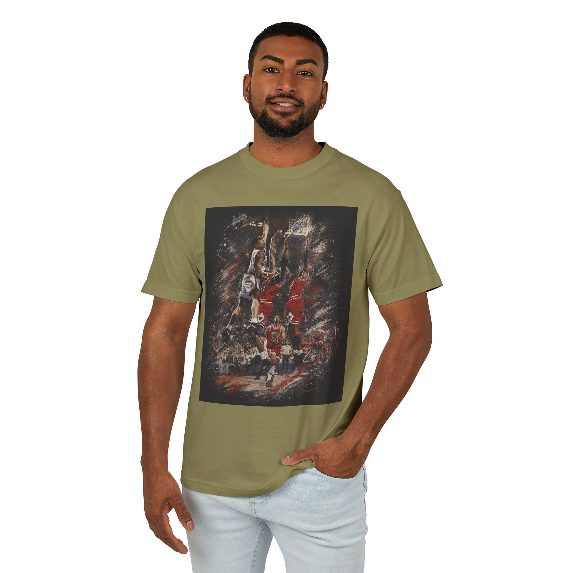 John Starks - The Dunk! Classic image of John Starks dunking on the Champion Bulls with Michael Jordan and Scottie Pippen defending! Knicks are Back! NBA! - Lasercraft Design