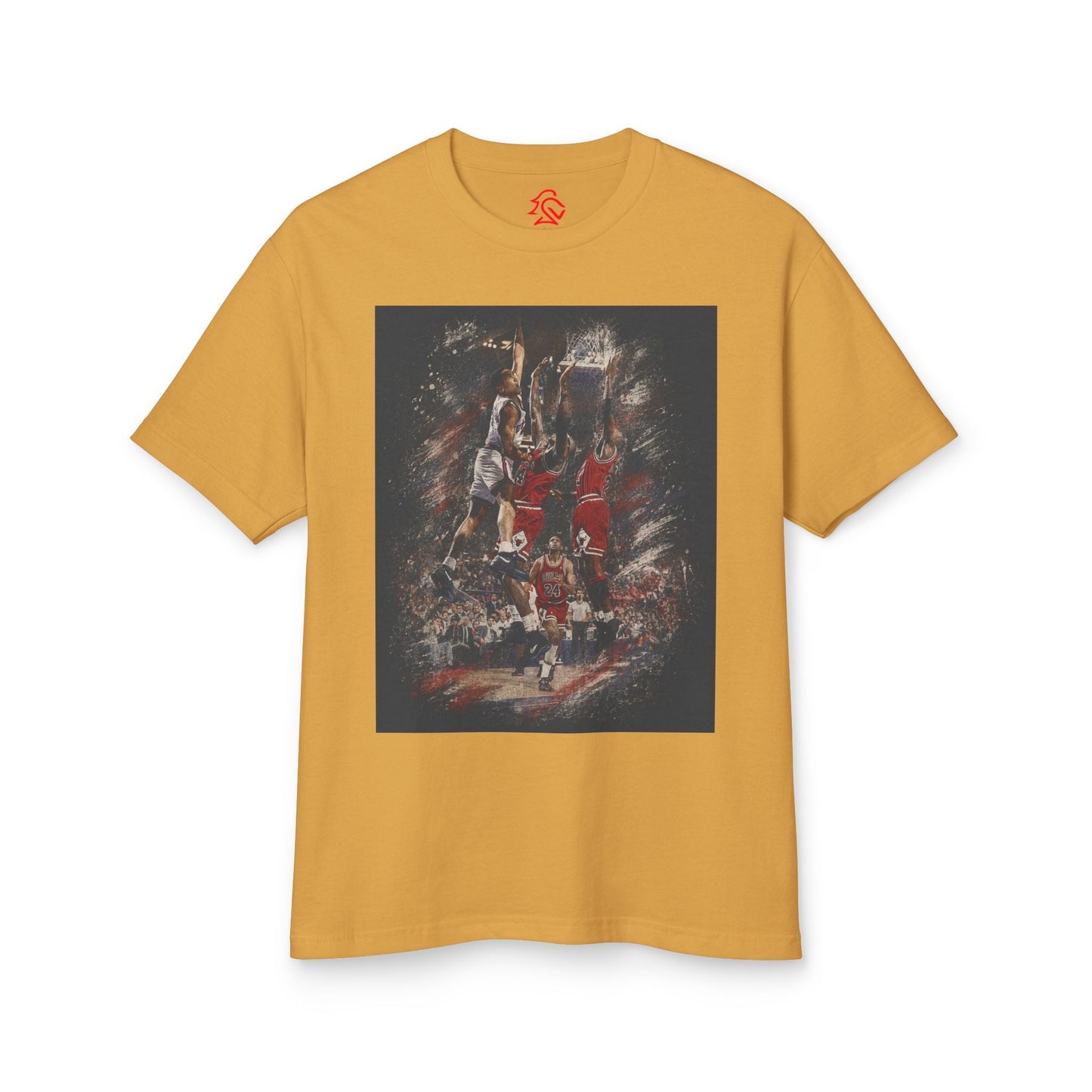 John Starks - The Dunk! Classic image of John Starks dunking on the Champion Bulls with Michael Jordan and Scottie Pippen defending! Knicks are Back! NBA! - Lasercraft Design