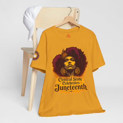 Juneteenth Celebration T-Shirt — "Central State Celebrates Juneteenth" Retro Afro Pride Tee - Lasercraft Design