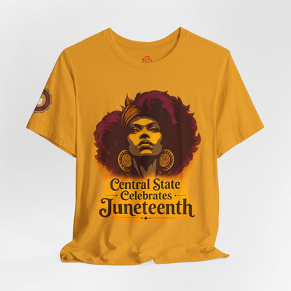 Juneteenth Celebration T-Shirt — "Central State Celebrates Juneteenth" Retro Afro Pride Tee - Lasercraft Design