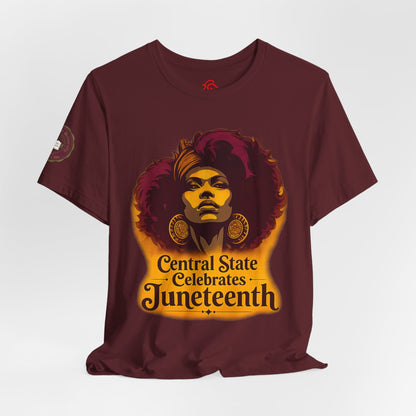 Juneteenth Celebration T-Shirt — "Central State Celebrates Juneteenth" Retro Afro Pride Tee - Lasercraft Design