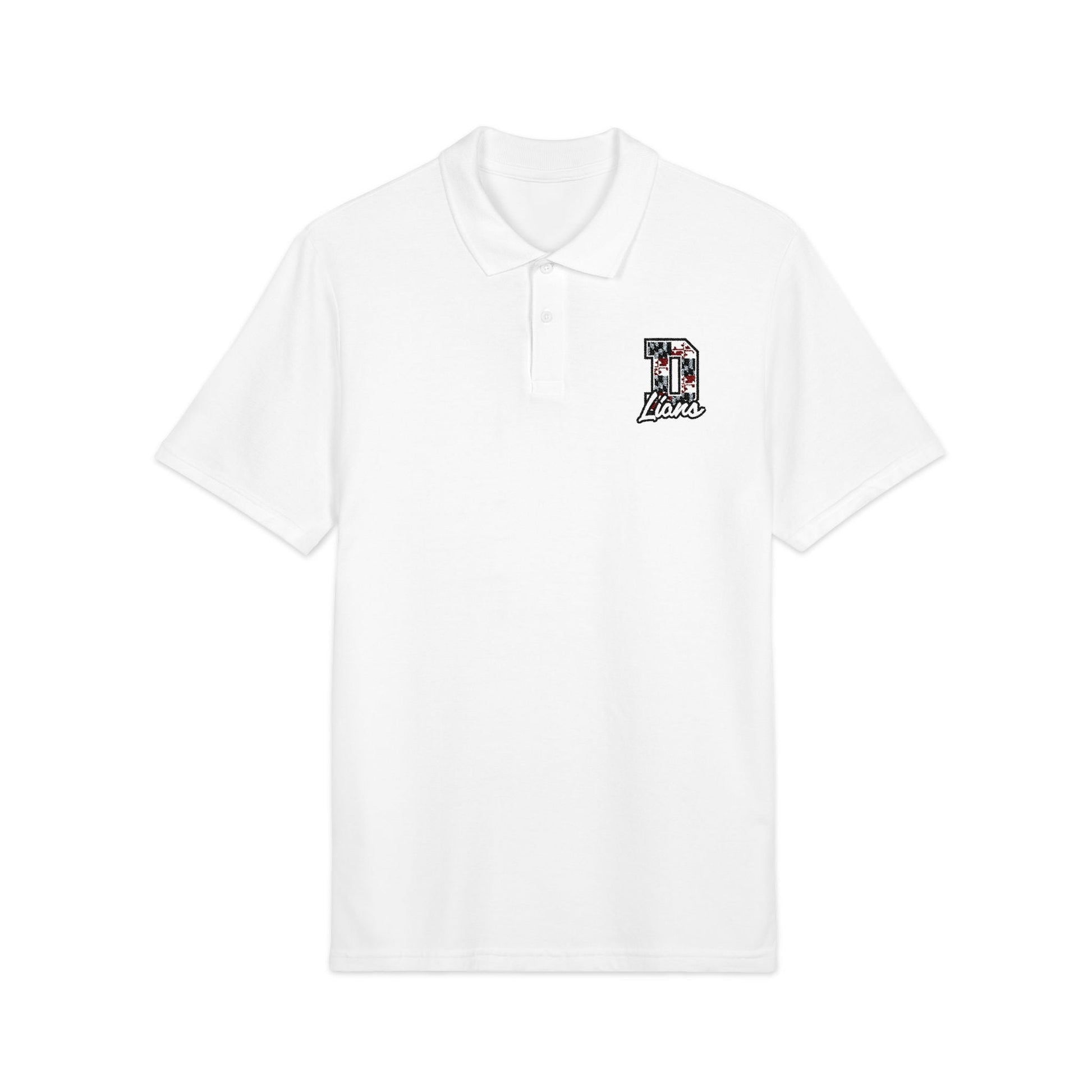 Maryland Flag Embroidered Polo Shirt — Small Chest Crest, Classic White Pique - Lasercraft Design