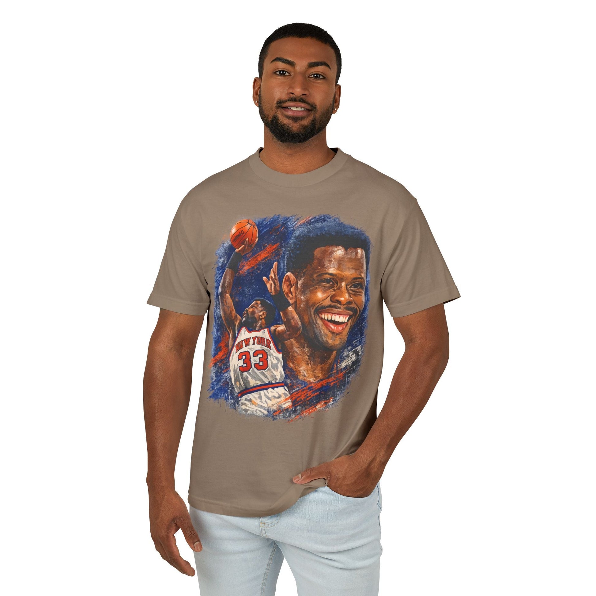 Patrick Ewing Tribute Basketball Tee — Vintage Knicks Jersey Artwork - Lasercraft Design