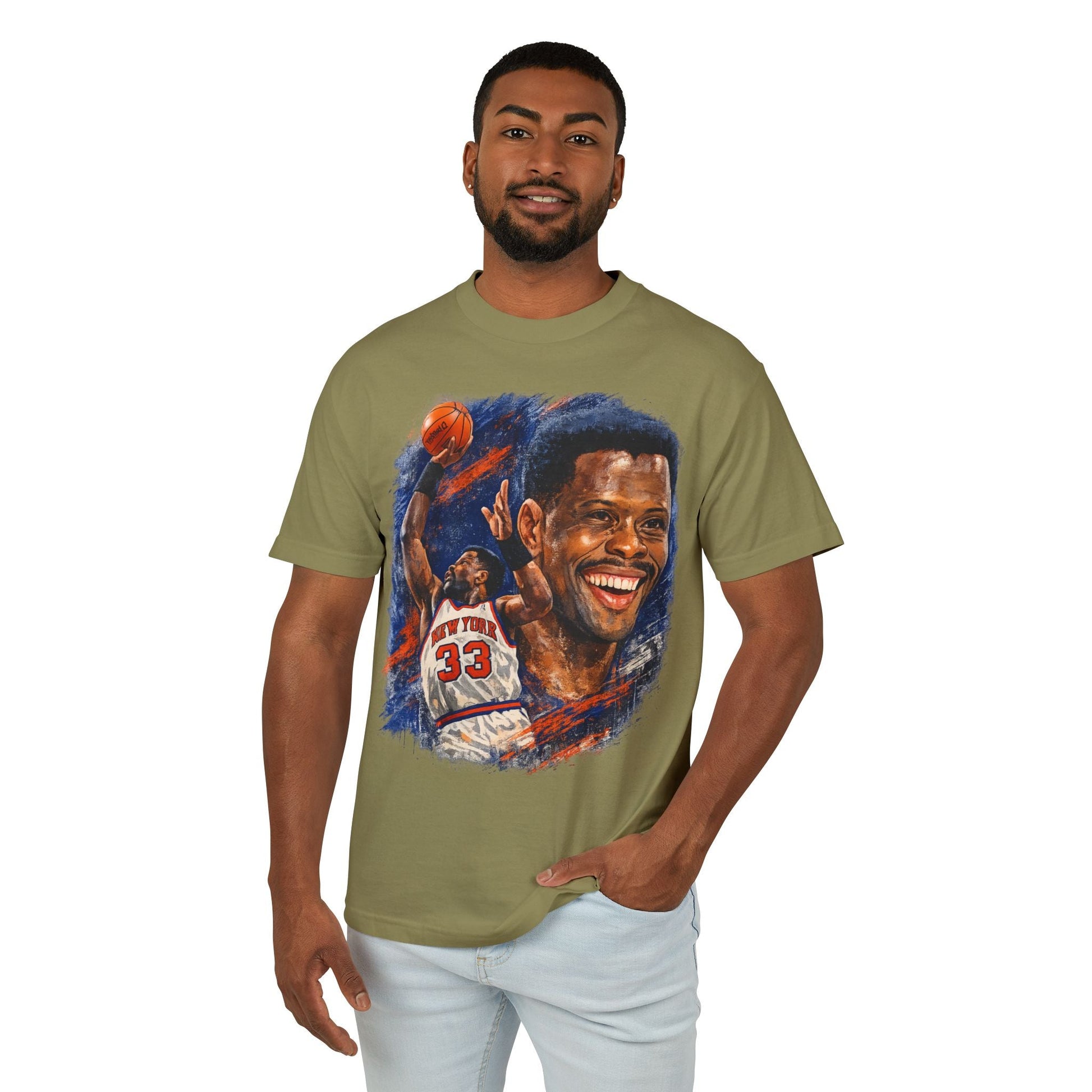 Patrick Ewing Tribute Basketball Tee — Vintage Knicks Jersey Artwork - Lasercraft Design