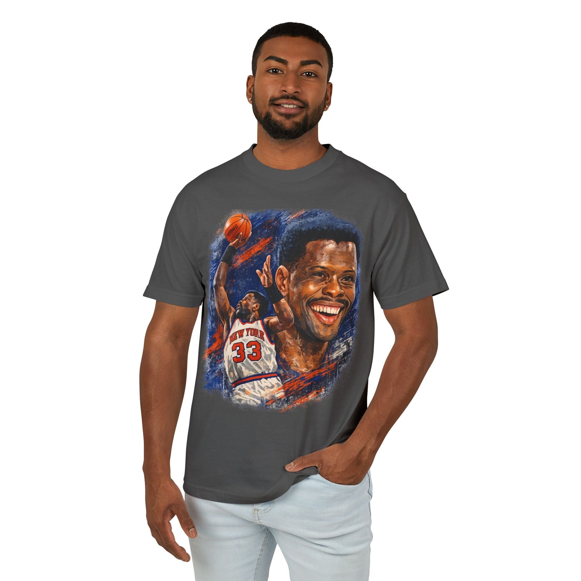 Patrick Ewing Tribute Basketball Tee — Vintage Knicks Jersey Artwork - Lasercraft Design