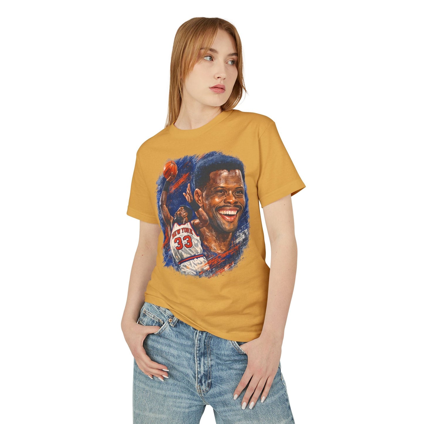 Patrick Ewing Tribute Basketball Tee — Vintage Knicks Jersey Artwork - Lasercraft Design