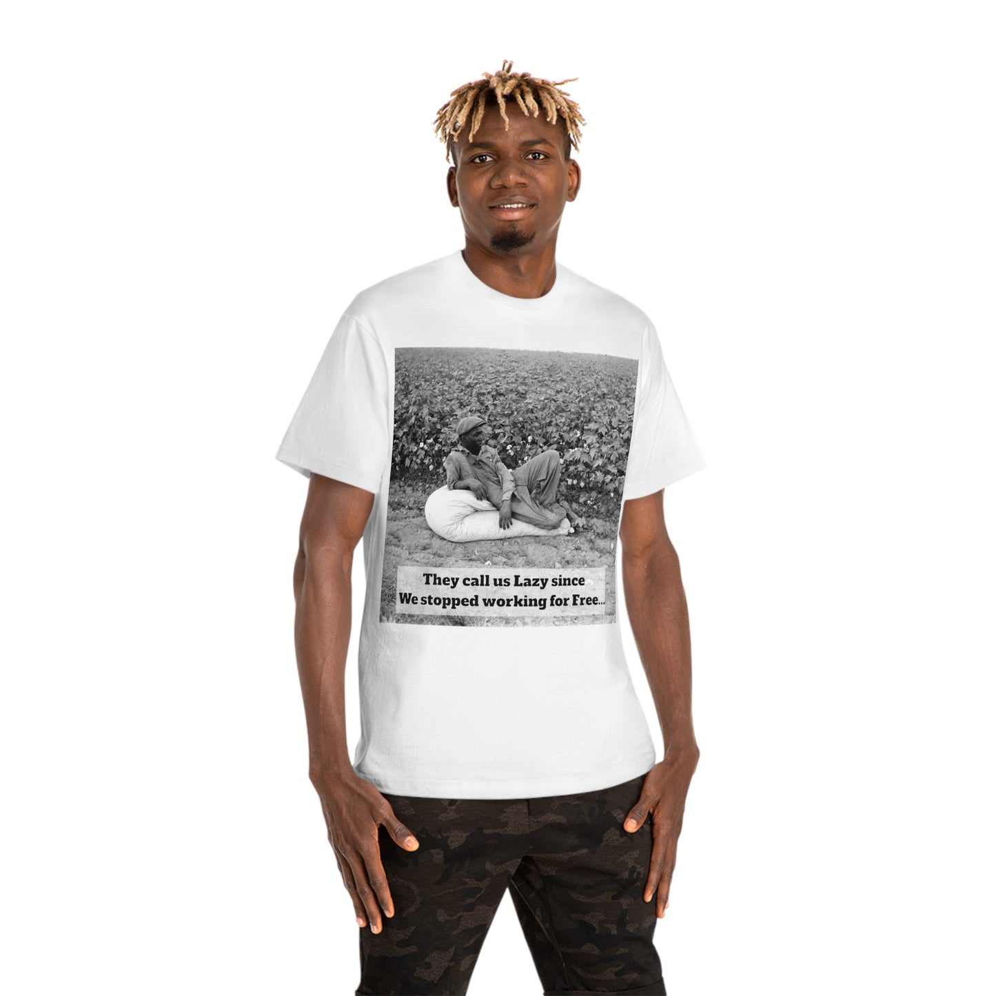 Vintage Cotton Field Graphic T-Shirt — "They call us Lazy since We stopped working for Free" HBCU Pride - Juneteenth - Lasercraft Design
